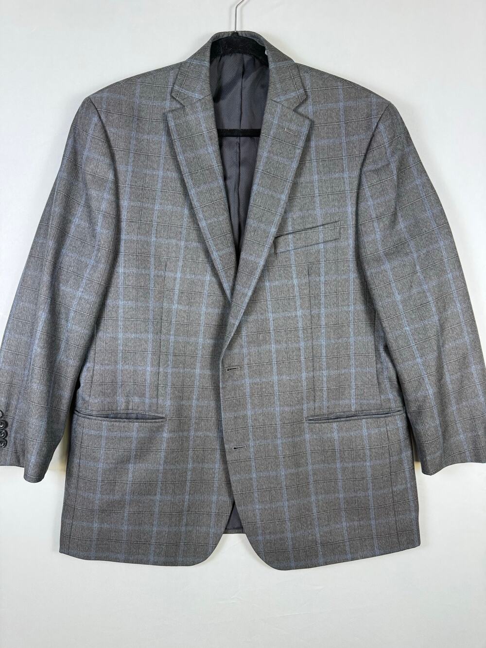 Michael Kors Mens Gray Blue Windowpane Plaid Sport Coat Blazer 2 Button